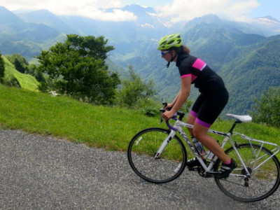 Tia riding in the French yrenees mountains